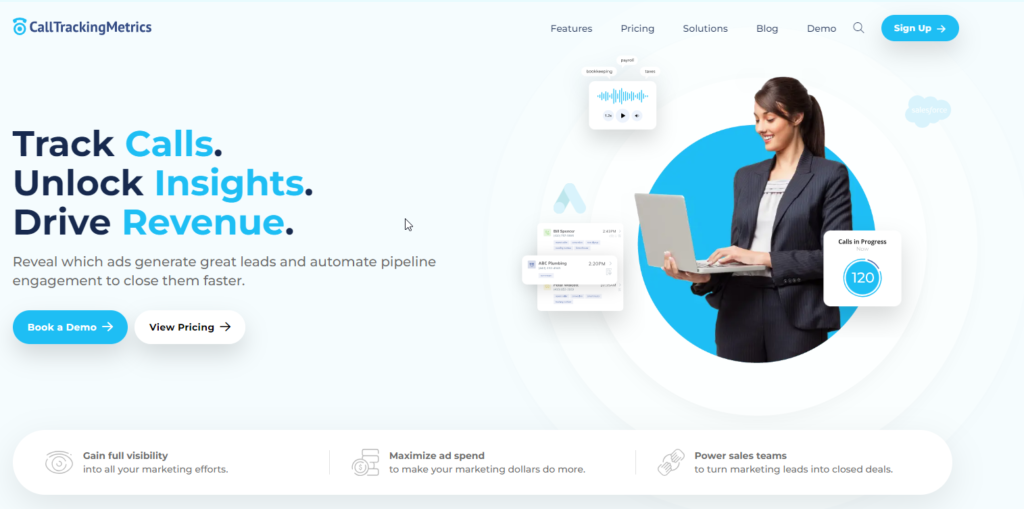 Screenshot of CallTrackingMetrics homepage