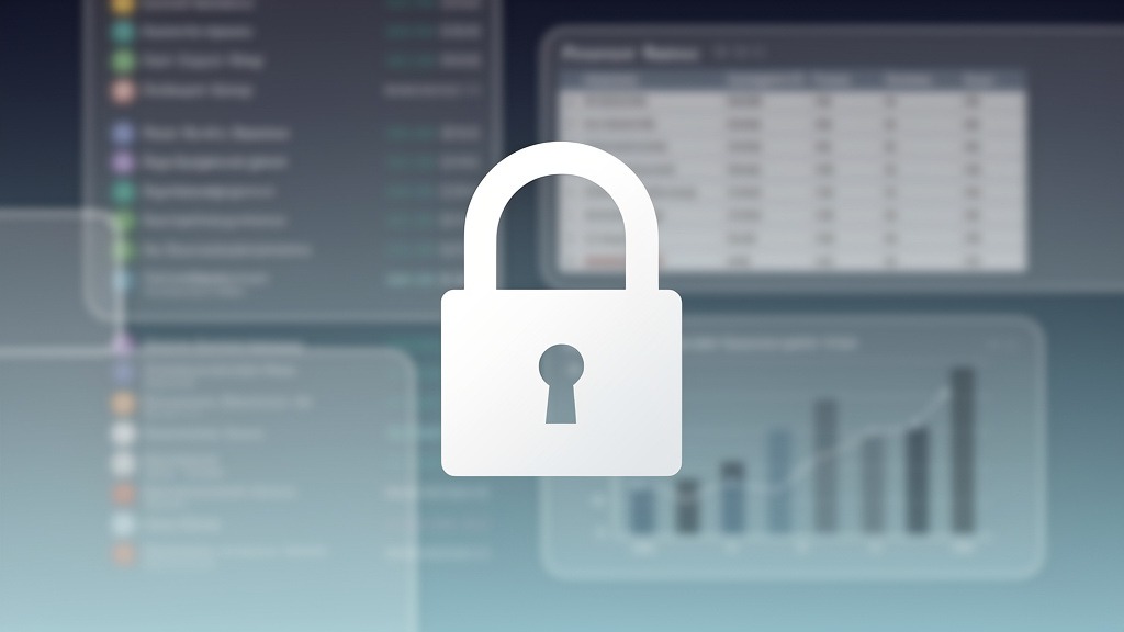 Digital padlock icon overlaying a blurred background of healthcare data, representing HIPAA compliance and data security.